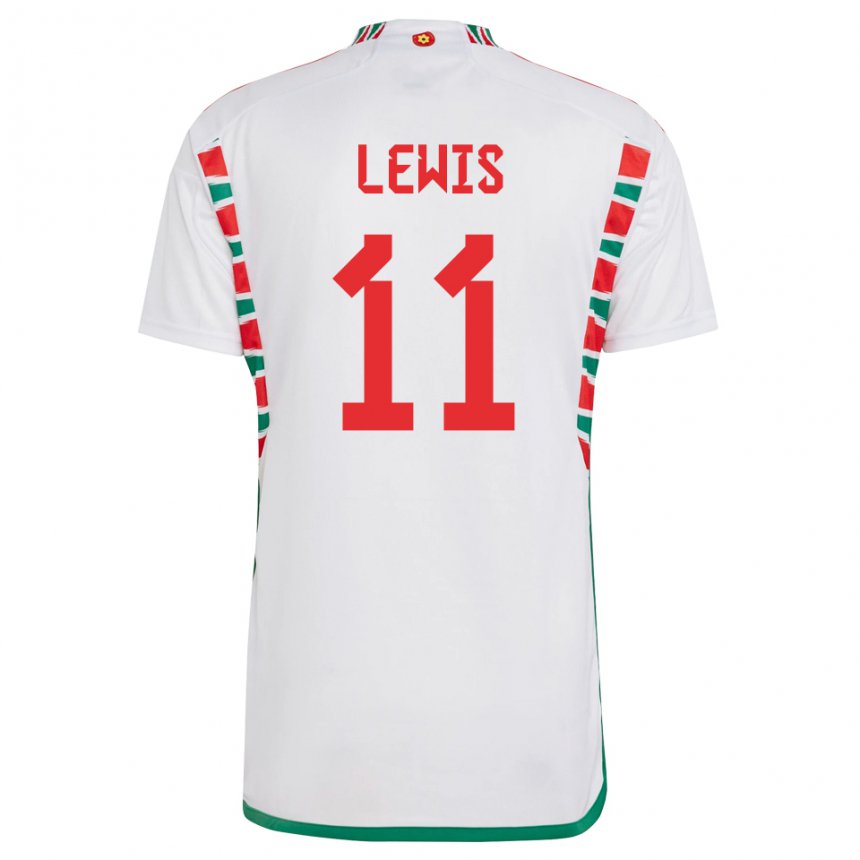 Herren Walisische Sonny Lewis #11 Weiß Auswärtstrikot Trikot 22-24 T-shirt