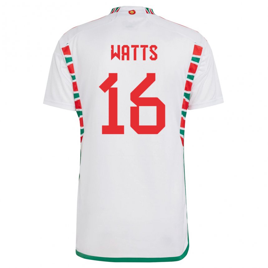 Herren Walisische Daniel Watts #16 Weiß Auswärtstrikot Trikot 22-24 T-shirt