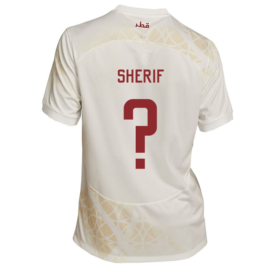Herren Katarische Marwan Sherif #0 Goldbeige Auswärtstrikot Trikot 22-24 T-shirt