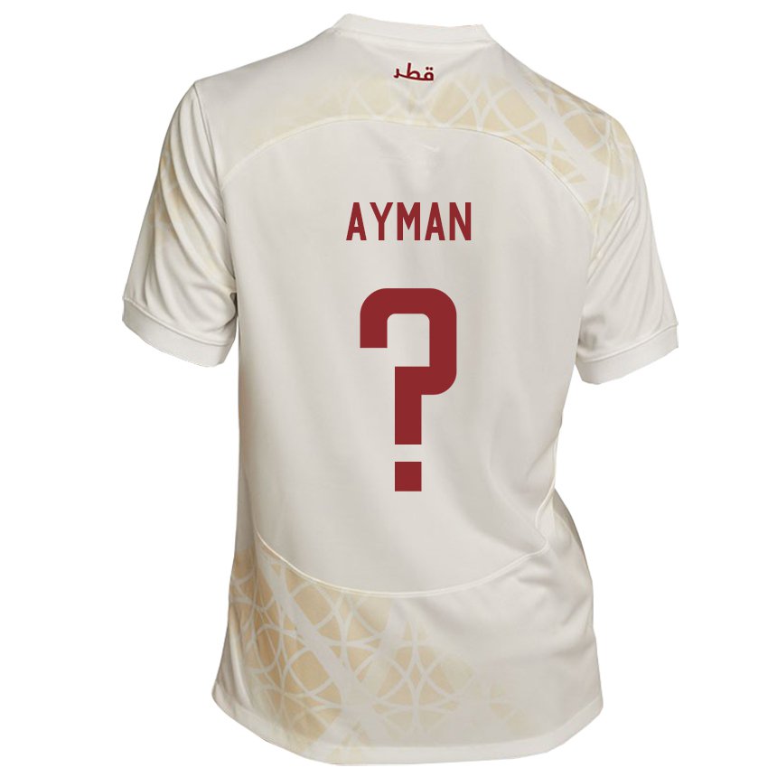 Herren Katarische Yussef Ayman #0 Goldbeige Auswärtstrikot Trikot 22-24 T-shirt