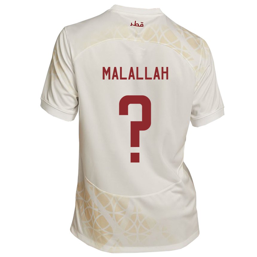 Herren Katarische Ali Malallah #0 Goldbeige Auswärtstrikot Trikot 22-24 T-shirt