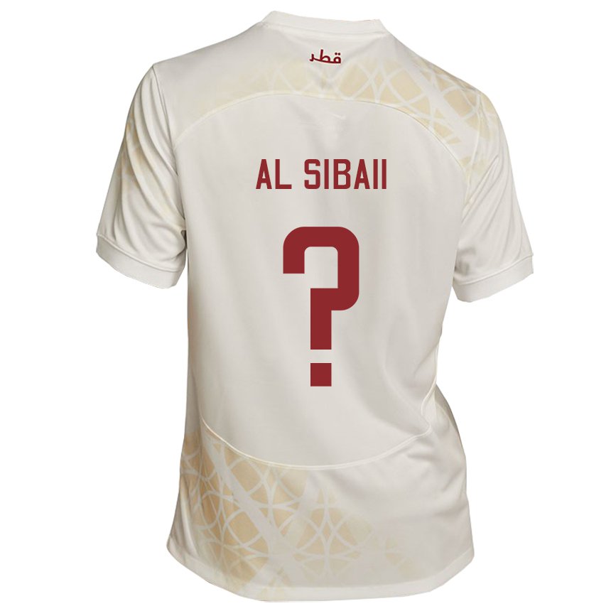 Herren Katarische Ahmad Al Sibaii #0 Goldbeige Auswärtstrikot Trikot 22-24 T-shirt