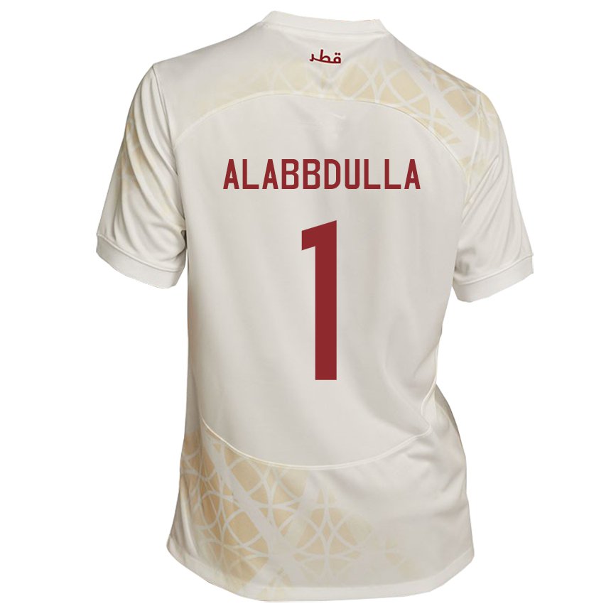 Herren Katarische Latifa Alabbdulla #1 Goldbeige Auswärtstrikot Trikot 22-24 T-shirt