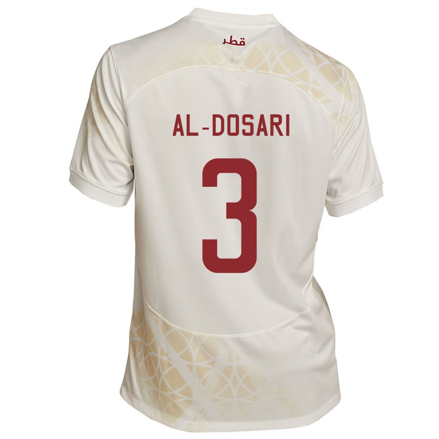 Herren Katarische Dana Al Dosari #3 Goldbeige Auswärtstrikot Trikot 22-24 T-shirt