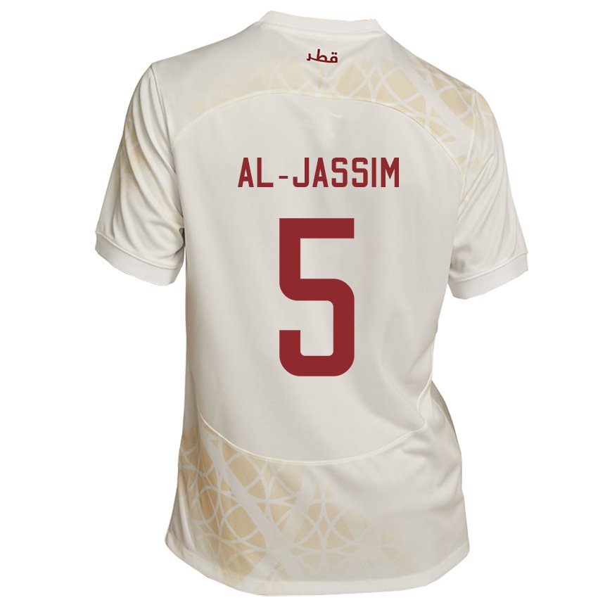 Herren Katarische Dana Al Jassim #5 Goldbeige Auswärtstrikot Trikot 22-24 T-shirt