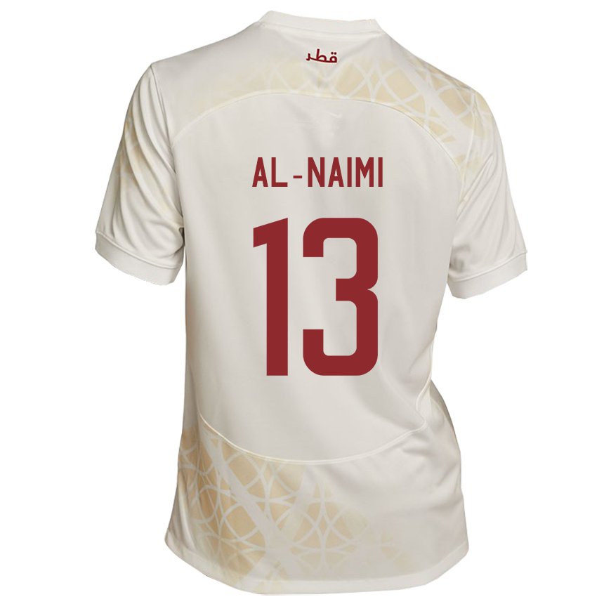 Herren Katarische Zahra Al Naimi #13 Goldbeige Auswärtstrikot Trikot 22-24 T-shirt