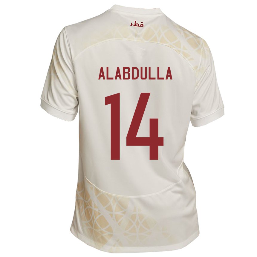 Herren Katarische Moudhi Alabdulla #14 Goldbeige Auswärtstrikot Trikot 22-24 T-shirt