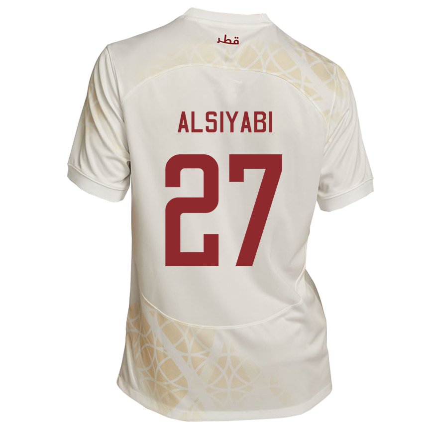 Herren Katarische Nasra Alsiyabi #27 Goldbeige Auswärtstrikot Trikot 22-24 T-shirt