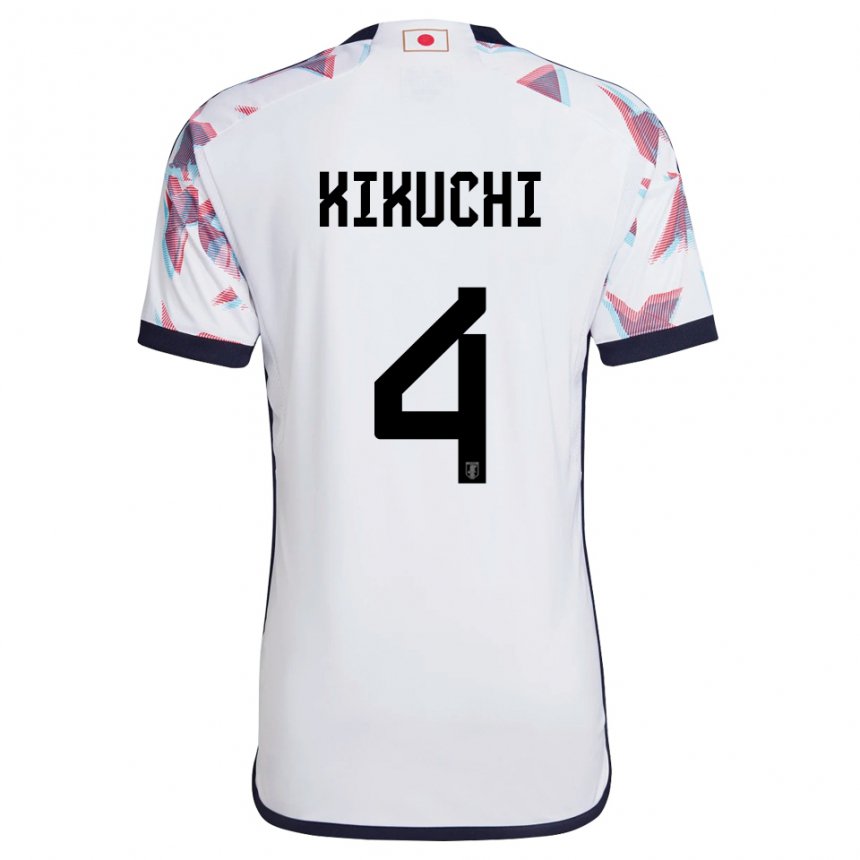 Herren Japanische Shuta Kikuchi #4 Weiß Auswärtstrikot Trikot 22-24 T-shirt