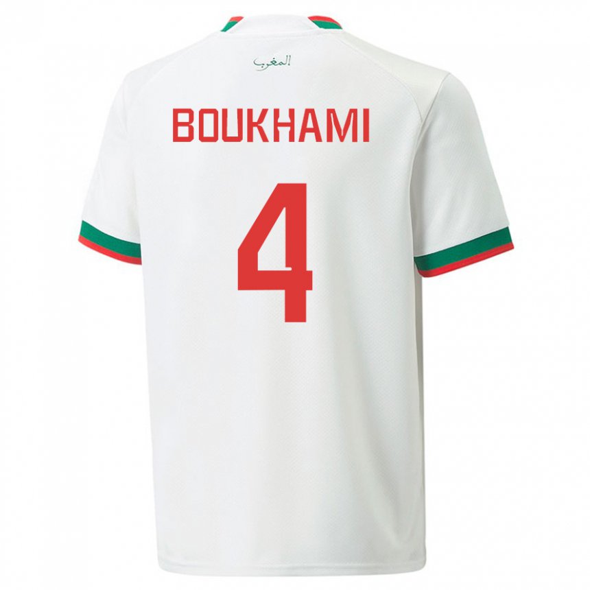 Herren Marokkanische Siham Boukhami #4 Weiß Auswärtstrikot Trikot 22-24 T-shirt