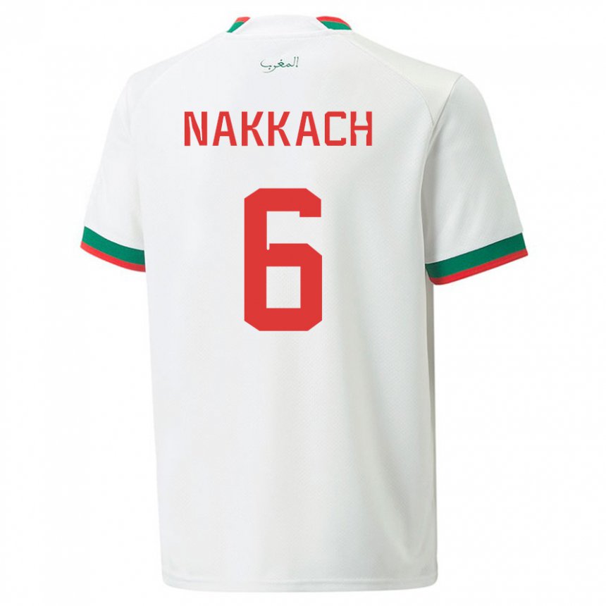 Herren Marokkanische Elodie Nakkach #6 Weiß Auswärtstrikot Trikot 22-24 T-shirt