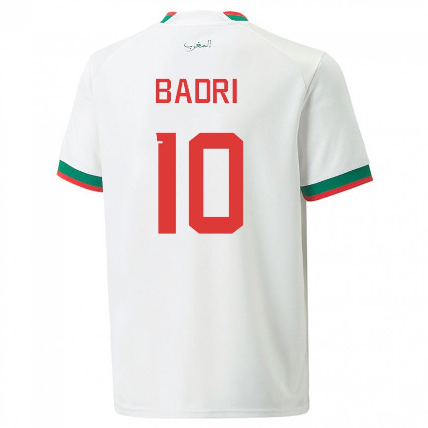 Herren Marokkanische Najat Badri #10 Weiß Auswärtstrikot Trikot 22-24 T-shirt