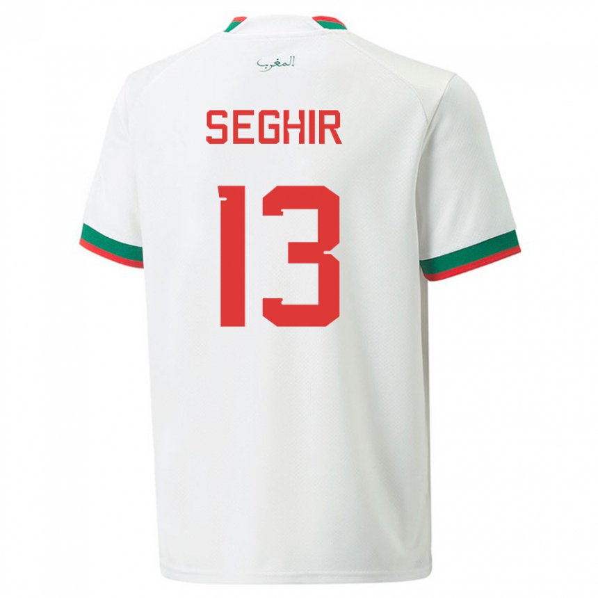 Herren Marokkanische Sabah Seghir #13 Weiß Auswärtstrikot Trikot 22-24 T-shirt