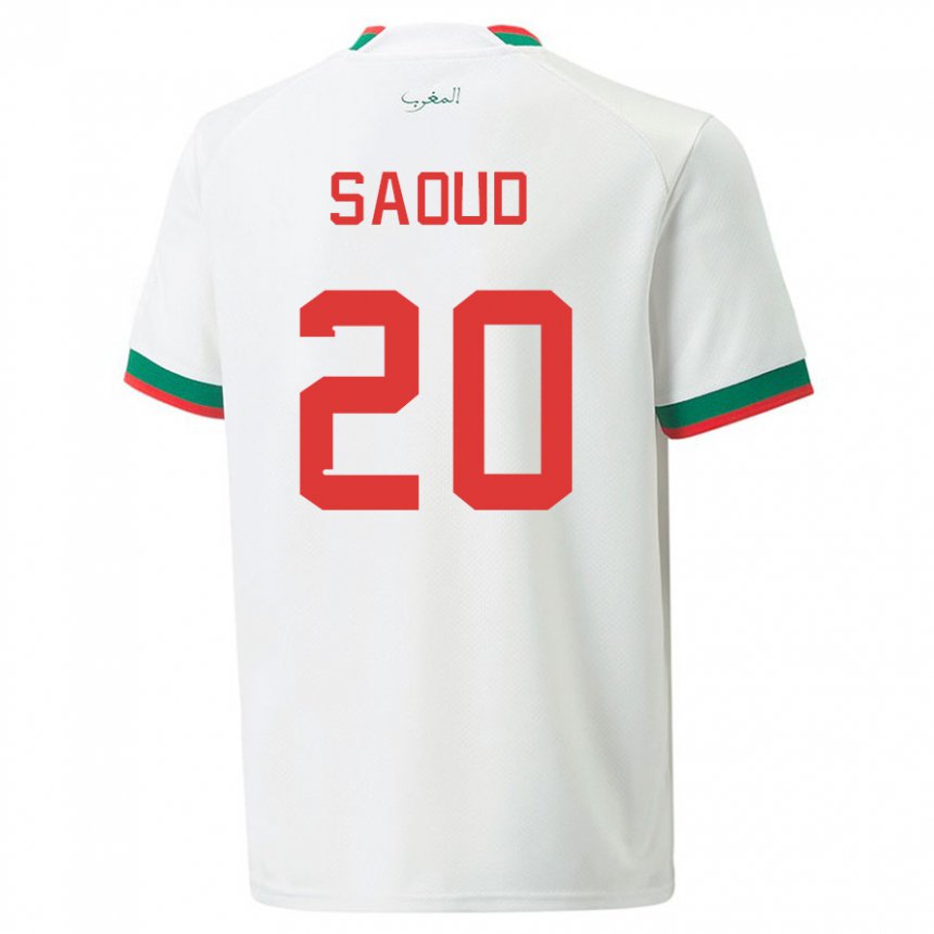 Herren Marokkanische Imane Saoud #20 Weiß Auswärtstrikot Trikot 22-24 T-shirt
