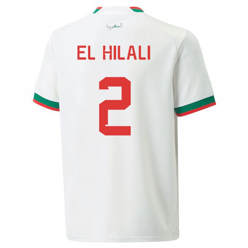 Herren Marokkanische Omar El Hilali #2 Weiß Auswärtstrikot Trikot 22-24 T-shirt