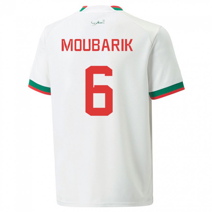 Herren Marokkanische El Mehdi Moubarik #6 Weiß Auswärtstrikot Trikot 22-24 T-shirt