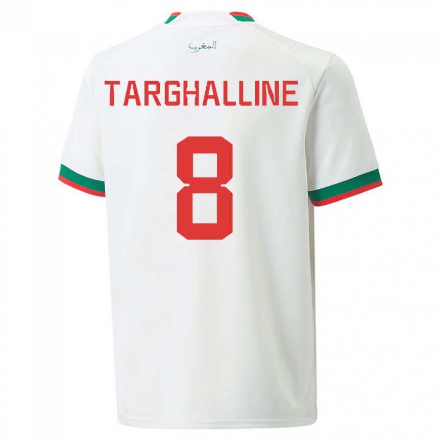Herren Marokkanische Oussama Targhalline #8 Weiß Auswärtstrikot Trikot 22-24 T-shirt