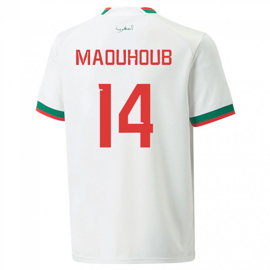Herren Marokkanische El Mehdi Maouhoub #14 Weiß Auswärtstrikot Trikot 22-24 T-shirt