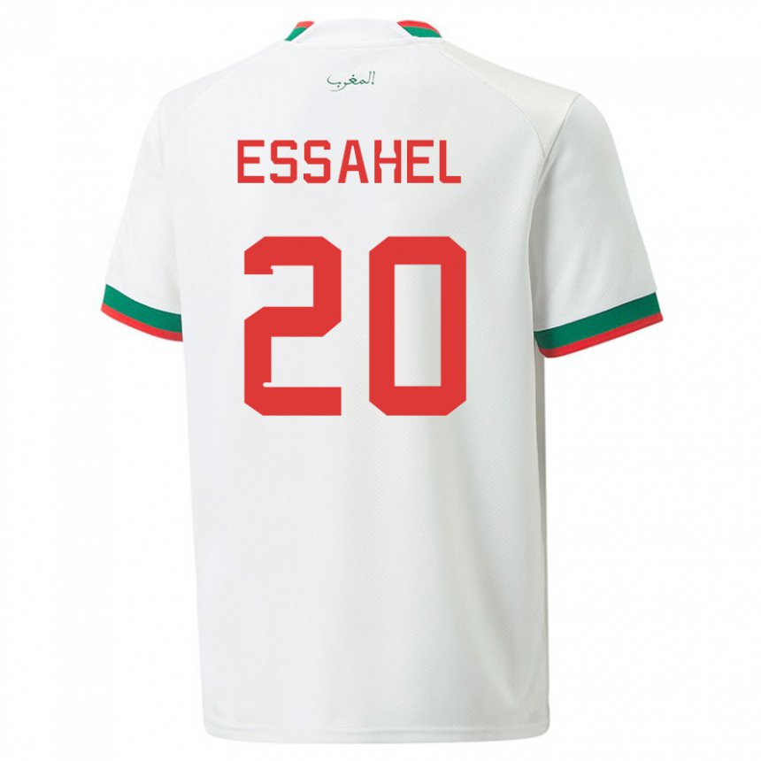 Herren Marokkanische Mohammed Amine Essahel #20 Weiß Auswärtstrikot Trikot 22-24 T-shirt