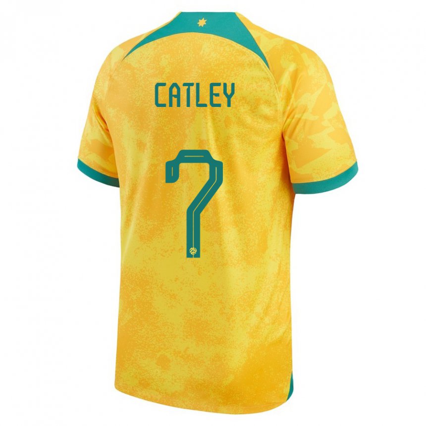 Damen Australische Stephanie Catley #7 Gold Heimtrikot Trikot 22-24 T-shirt