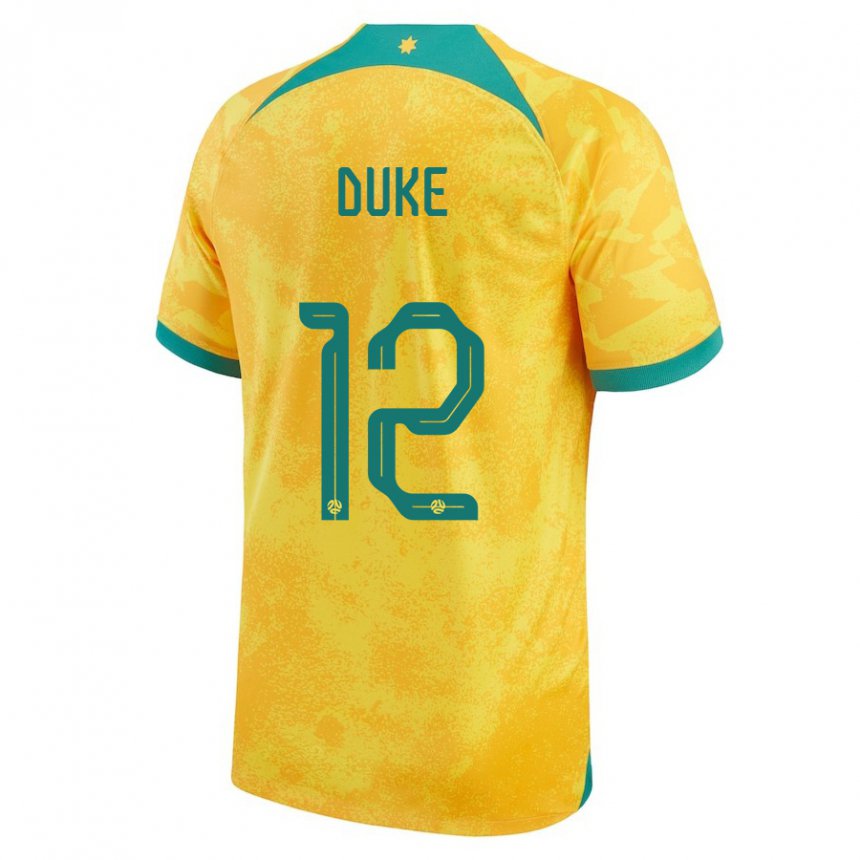 Damen Australische Mitch Duke #12 Gold Heimtrikot Trikot 22-24 T-shirt
