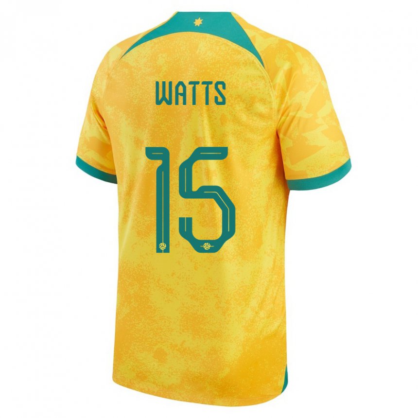Damen Australische Caleb Watts #15 Gold Heimtrikot Trikot 22-24 T-shirt