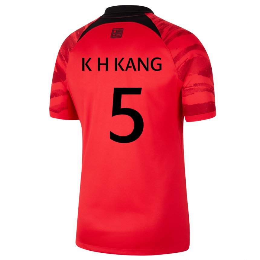 Damen Südkoreanische Kang Kyo Hun #5 Rot Schwarz Heimtrikot Trikot 22-24 T-shirt