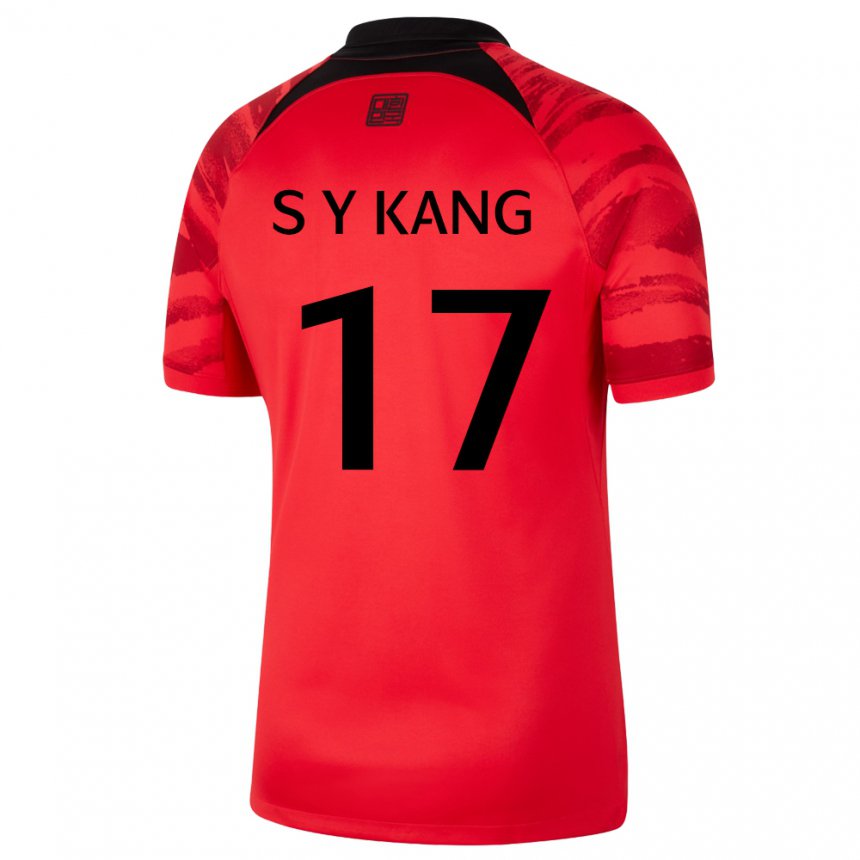 Damen Südkoreanische Kang Sang Yun #17 Rot Schwarz Heimtrikot Trikot 22-24 T-shirt