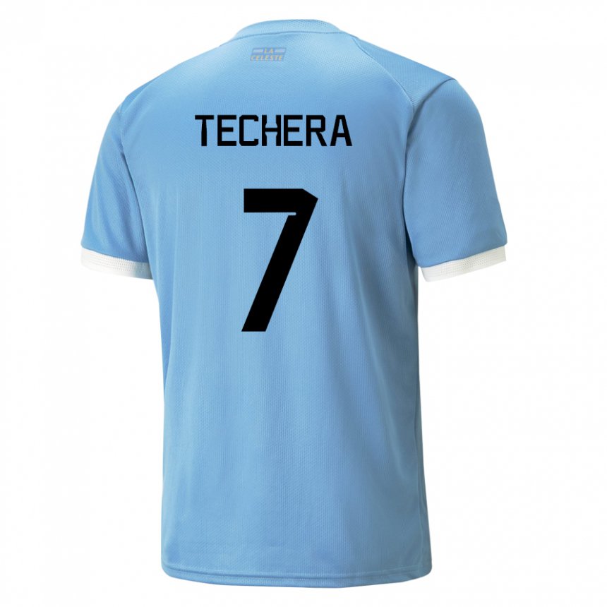 Damen Uruguayische Facundo Techera #7 Blau Heimtrikot Trikot 22-24 T-shirt