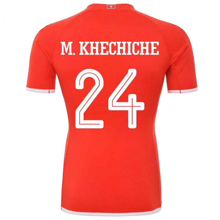 Damen Tunesische Mohamed Amine Khechiche #24 Rot Heimtrikot Trikot 22-24 T-shirt