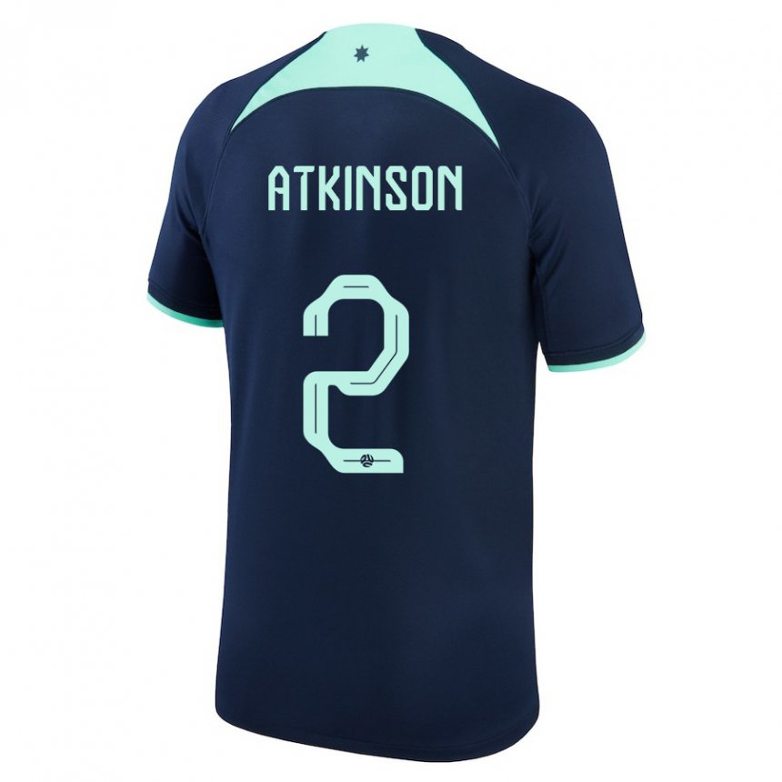 Damen Australische Nathaniel Atkinson #2 Dunkelblau Auswärtstrikot Trikot 22-24 T-shirt