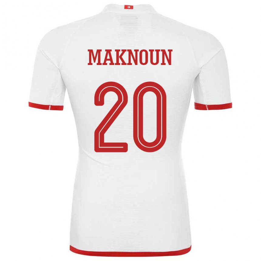 Damen Tunesische Leila Maknoun #20 Weiß Auswärtstrikot Trikot 22-24 T-shirt