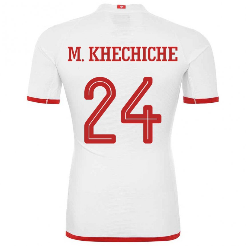 Damen Tunesische Mohamed Amine Khechiche #24 Weiß Auswärtstrikot Trikot 22-24 T-shirt