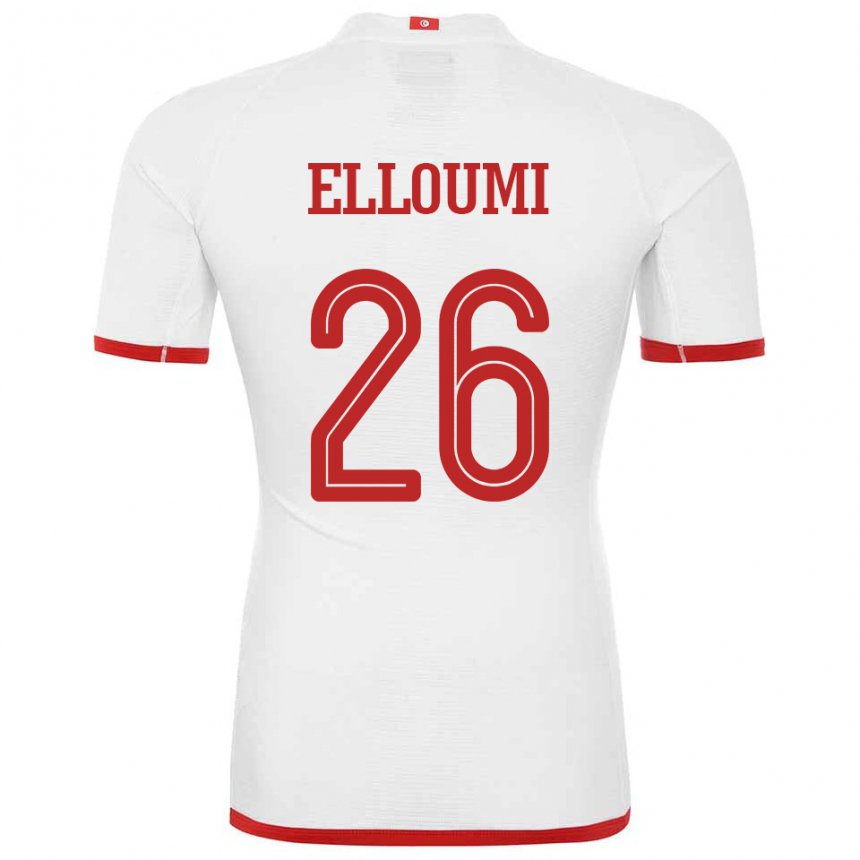 Damen Tunesische Khalil Elloumi #26 Weiß Auswärtstrikot Trikot 22-24 T-shirt