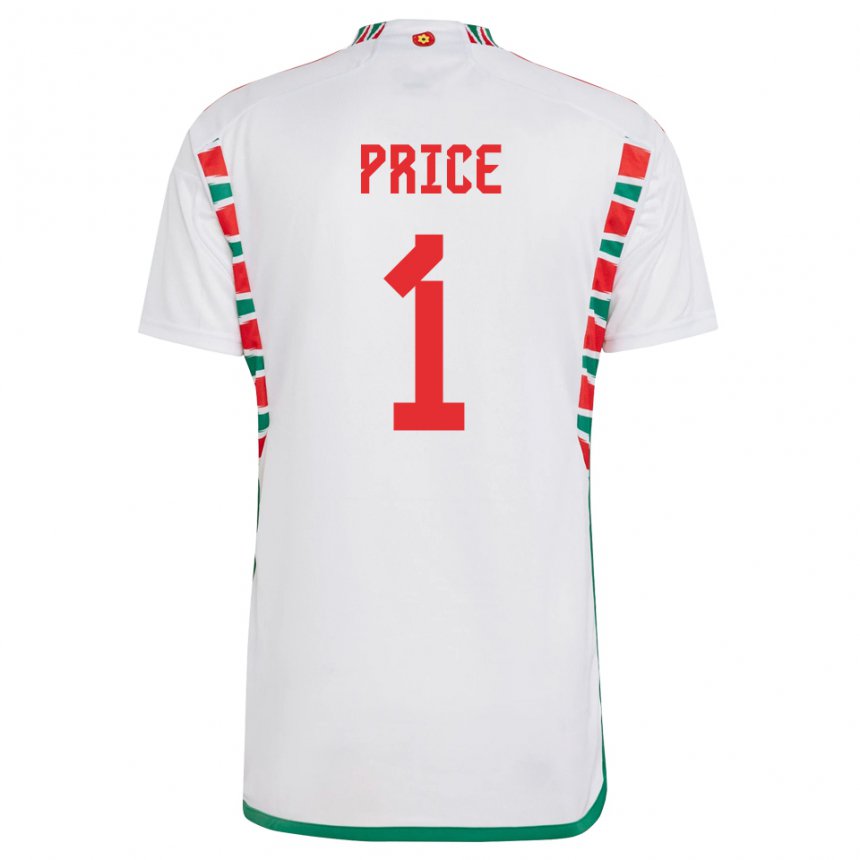 Damen Walisische Jo Price #1 Weiß Auswärtstrikot Trikot 22-24 T-shirt