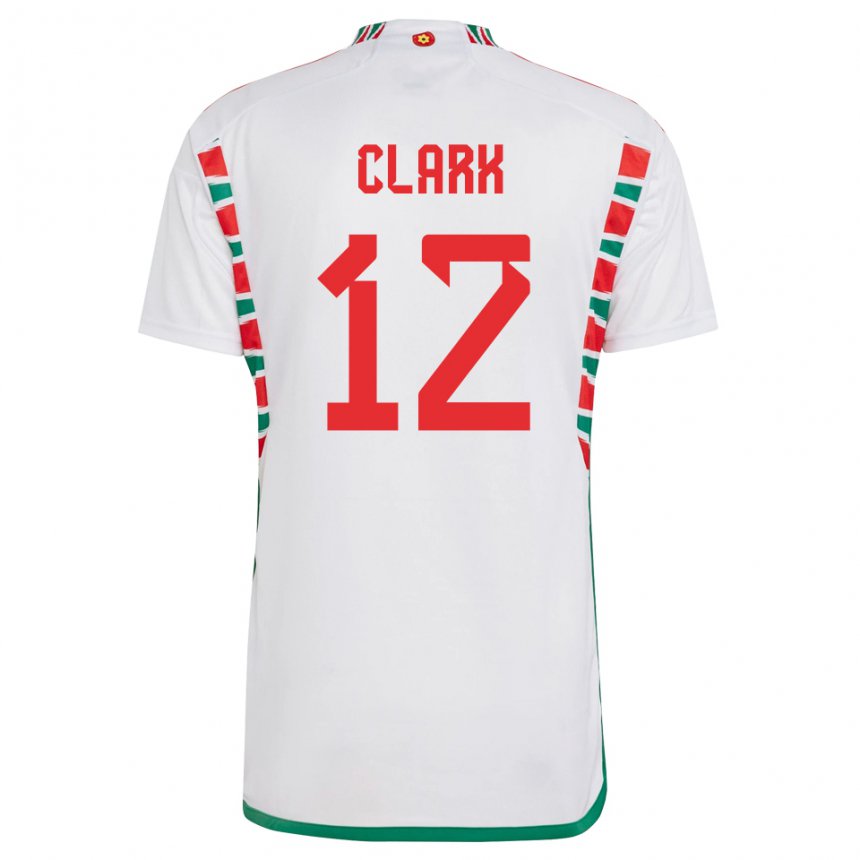 Damen Walisische Olivia Clark #12 Weiß Auswärtstrikot Trikot 22-24 T-shirt