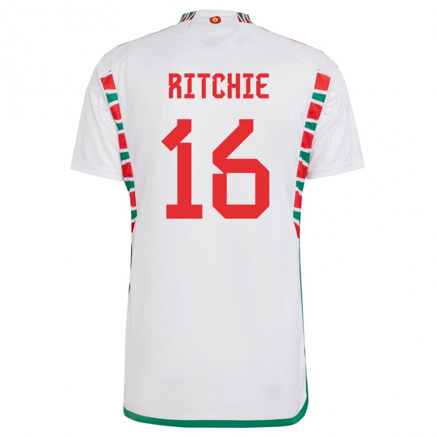 Damen Walisische Amelia Ritchie #16 Weiß Auswärtstrikot Trikot 22-24 T-shirt