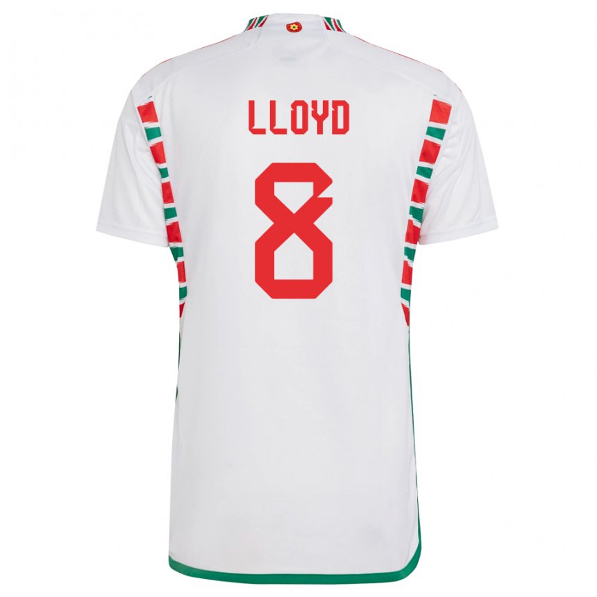 Damen Walisische Ben Lloyd #8 Weiß Auswärtstrikot Trikot 22-24 T-shirt