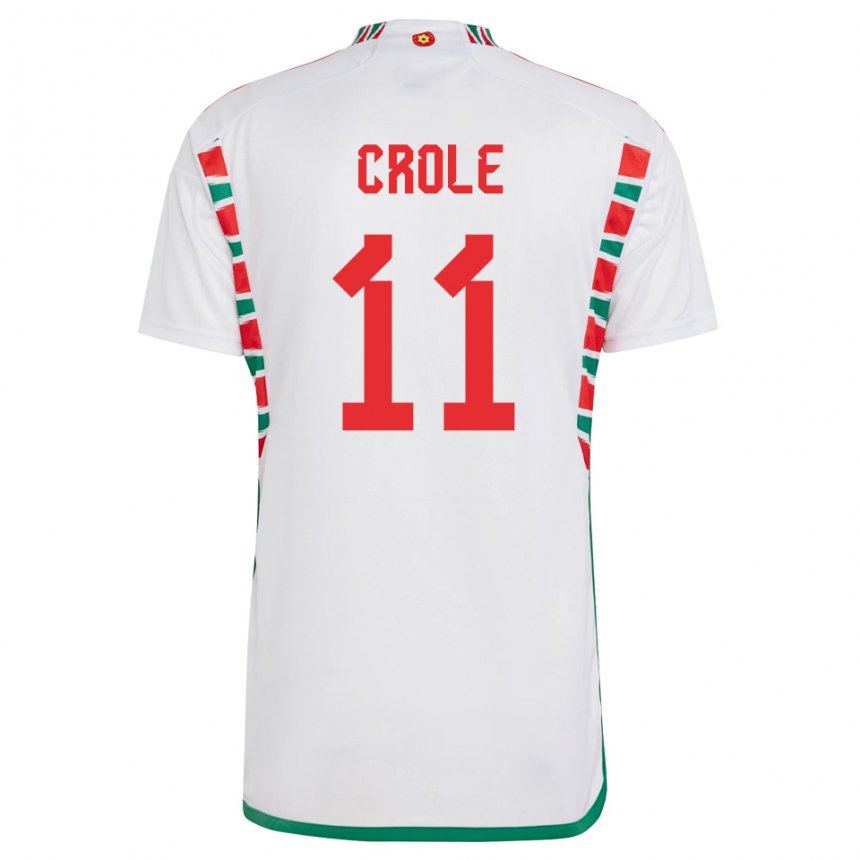 Damen Walisische James Crole #11 Weiß Auswärtstrikot Trikot 22-24 T-shirt