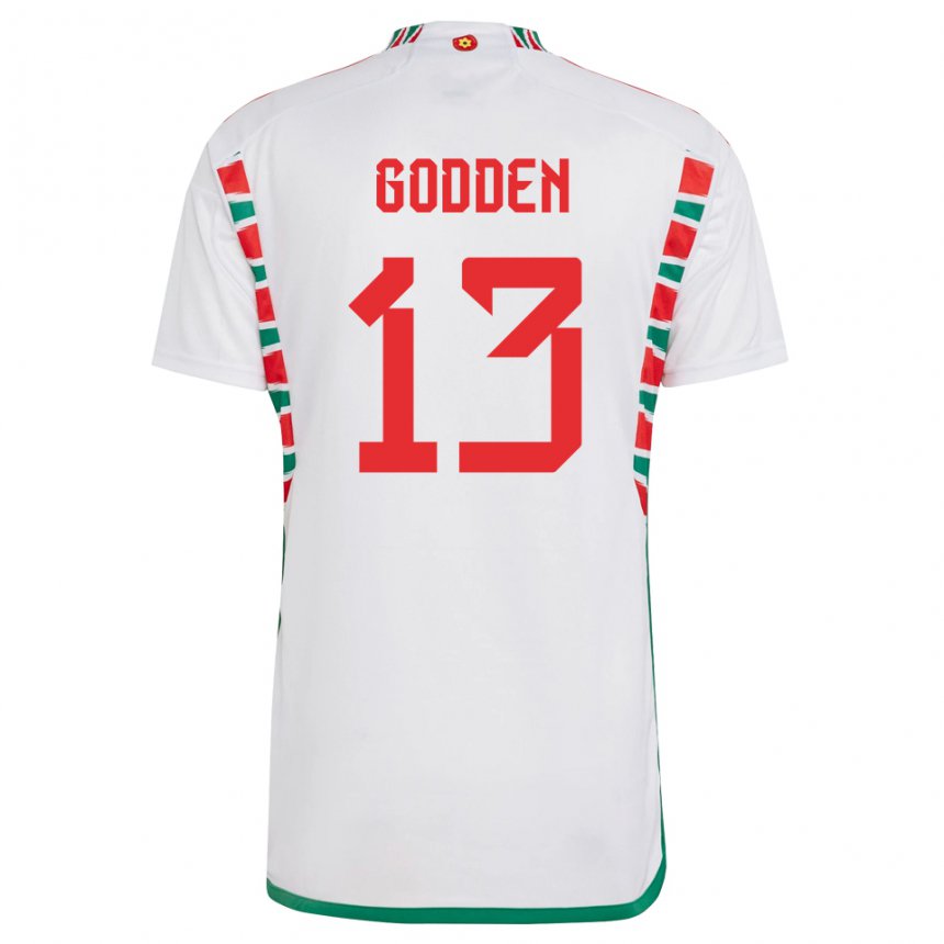 Damen Walisische Scott Godden #13 Weiß Auswärtstrikot Trikot 22-24 T-shirt