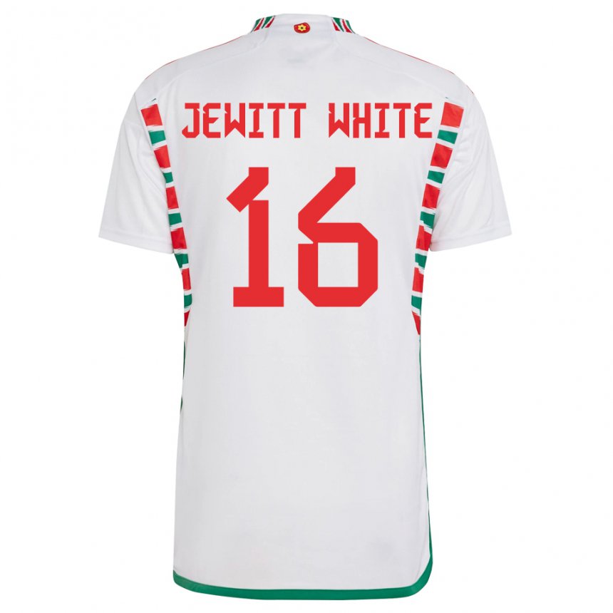 Damen Walisische Harry Jewitt White #16 Weiß Auswärtstrikot Trikot 22-24 T-shirt