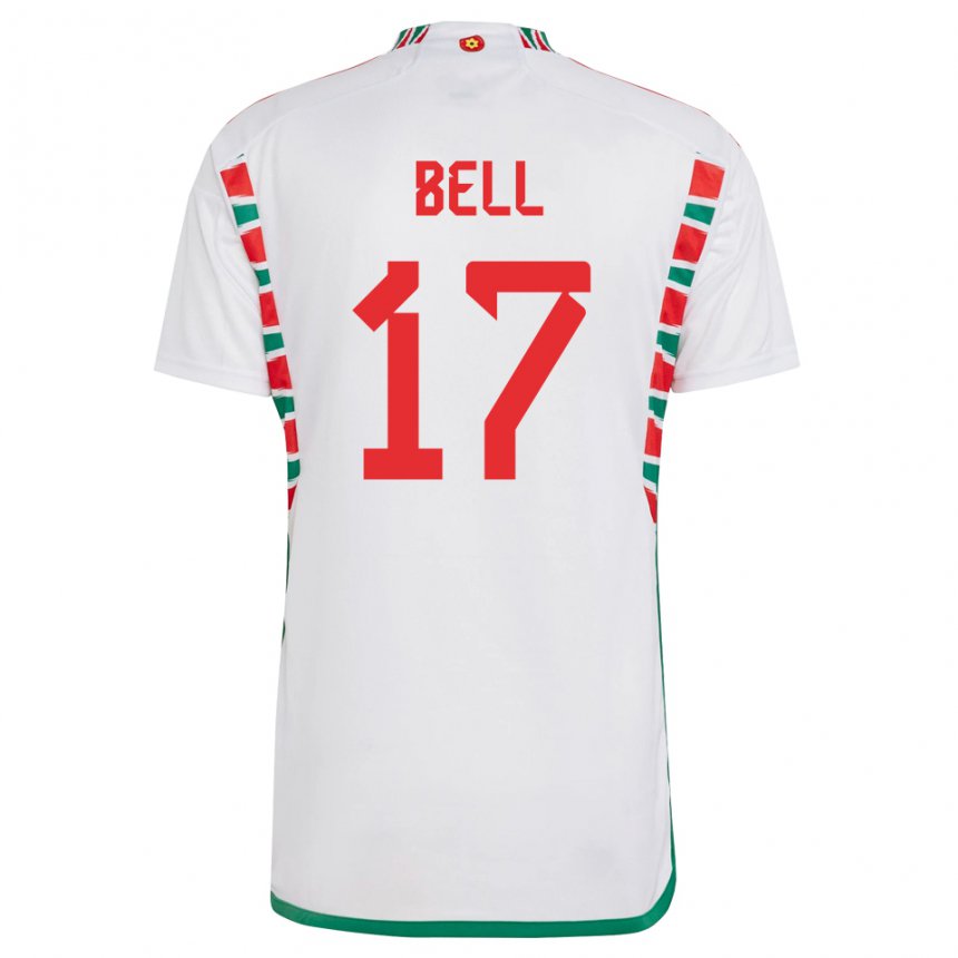 Damen Walisische Zac Bell #17 Weiß Auswärtstrikot Trikot 22-24 T-shirt