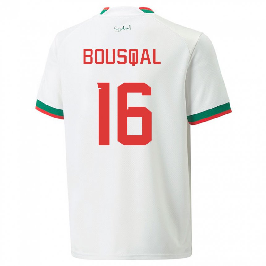Damen Marokkanische Hamza Bousqal #16 Weiß Auswärtstrikot Trikot 22-24 T-shirt