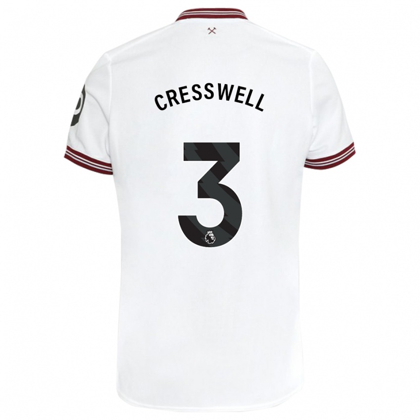 Kinder Aaron Cresswell #3 Weiß Auswärtstrikot Trikot 2023/24 T-Shirt