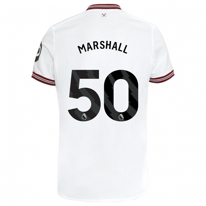 Kinder Callum Marshall #50 Weiß Auswärtstrikot Trikot 2023/24 T-Shirt