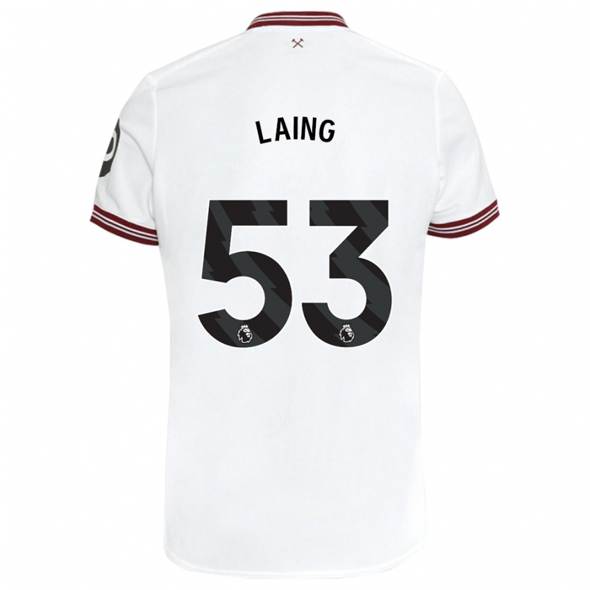 Kinder Levi Laing #53 Weiß Auswärtstrikot Trikot 2023/24 T-Shirt