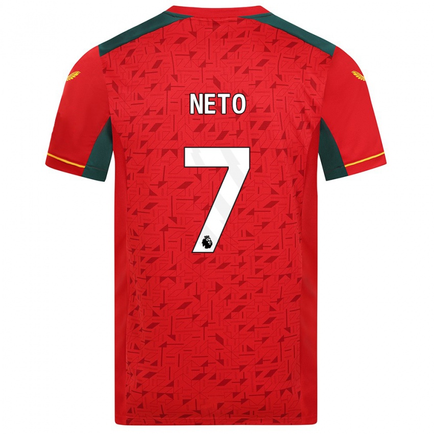 Kinder Pedro Neto #7 Rot Auswärtstrikot Trikot 2023/24 T-Shirt