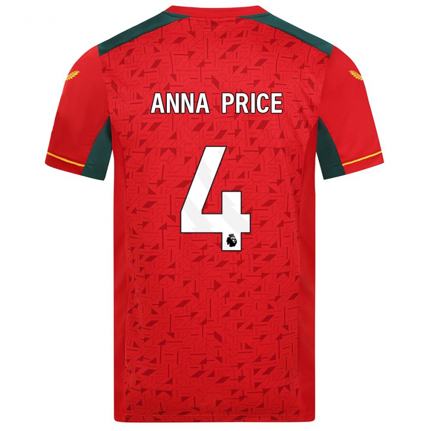 Kinder Anna Price #4 Rot Auswärtstrikot Trikot 2023/24 T-Shirt