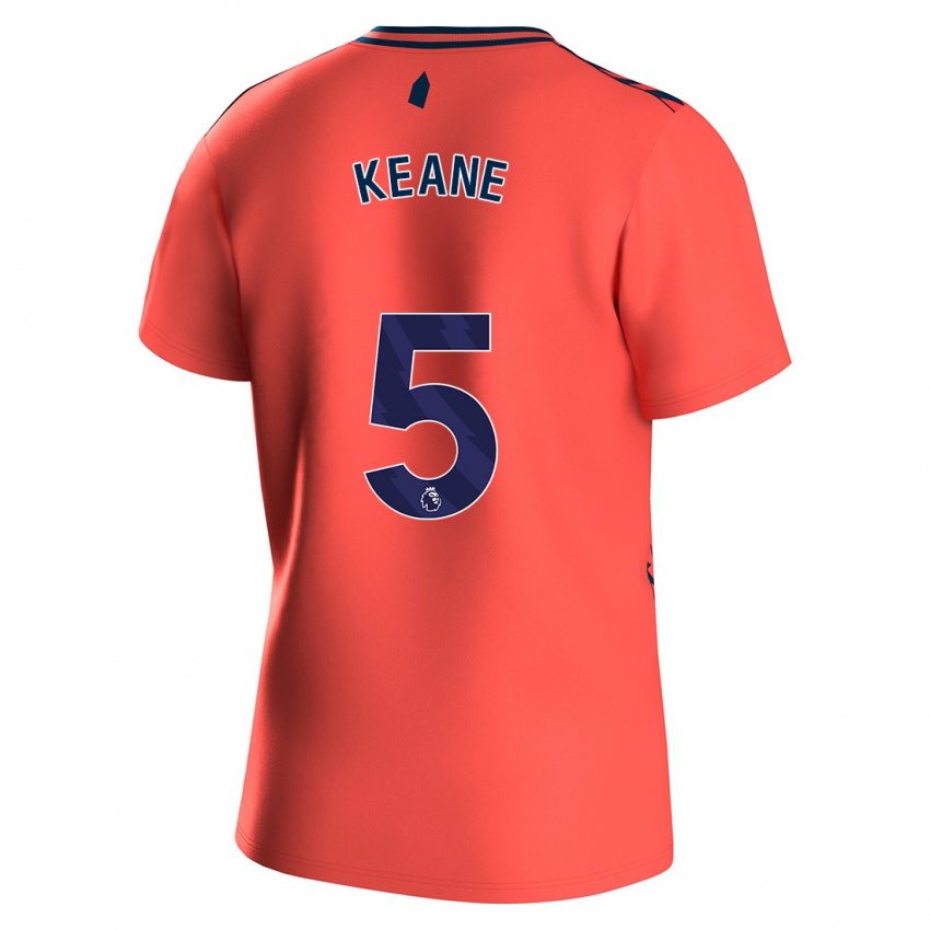 Kinder Michael Keane #5 Koralle Auswärtstrikot Trikot 2023/24 T-Shirt