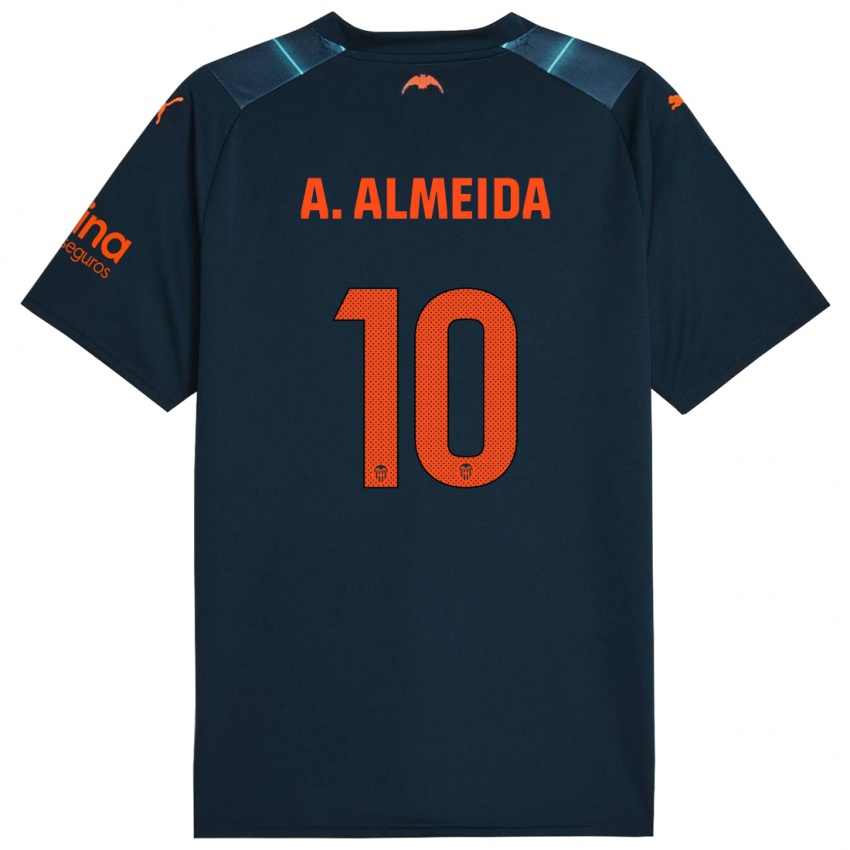Kinder André Almeida #10 Marineblau Auswärtstrikot Trikot 2023/24 T-Shirt